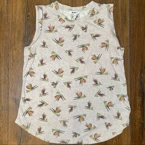 William Rast birds gray tank top with split back